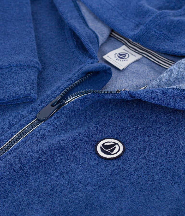 Sudadera infantil de algod&oacute;n con cremallera azul