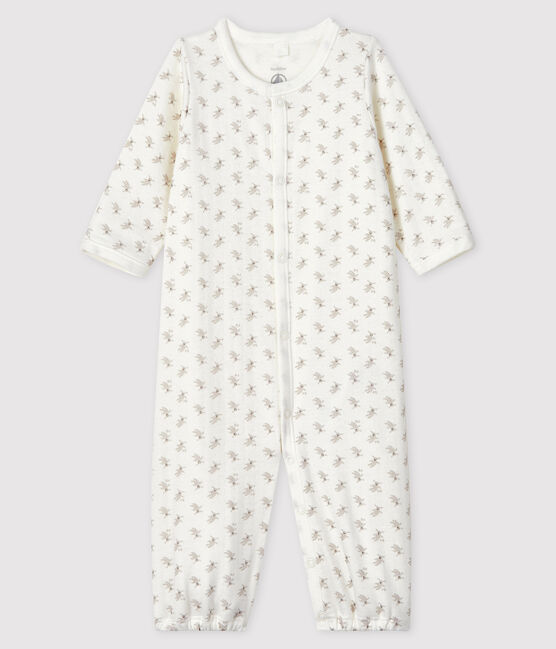 Mono estampado con conejitos de algodón ecológico para bebé blanco MARSHMALLOW/blanco MULTICO
