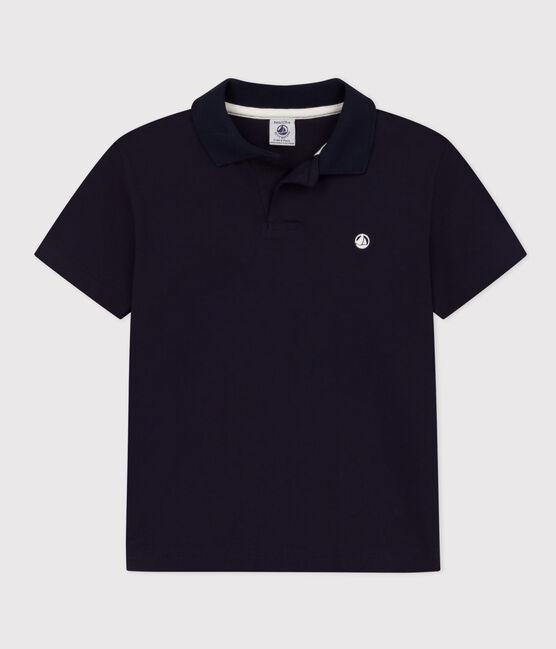 Polo de manga corta de algodón para niño azul SMOKING