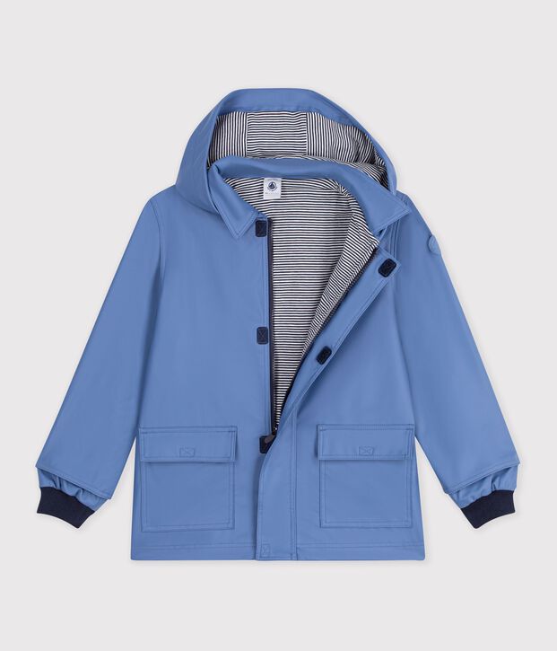 Chubasquero ic&oacute;nico liso infantil azul
