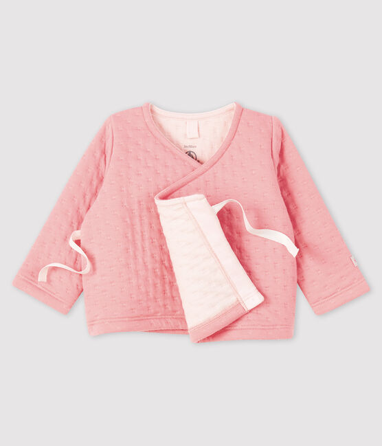 Cárdigan de tejido túbico para bebé rosa CHARME