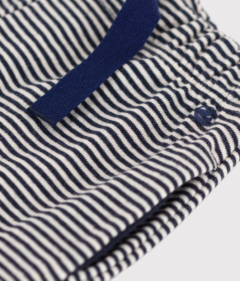 Pantal&oacute;n de tejido t&uacute;bico milrayas para beb&eacute; azul/crudo