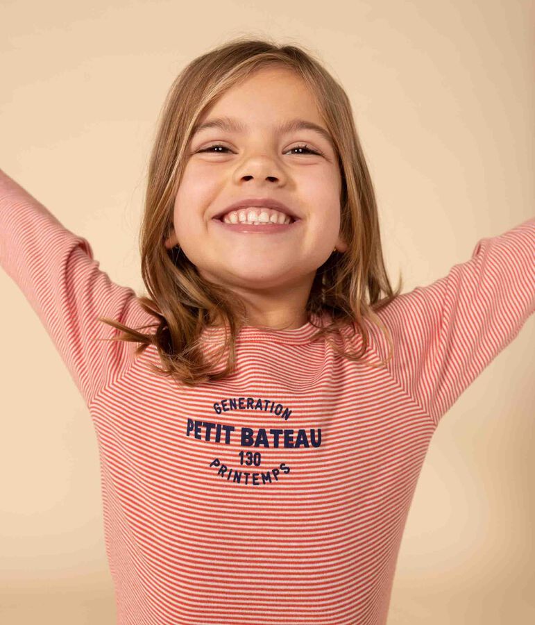 Pijama de algod&oacute;n a rayas para ni&ntilde;o/ni&ntilde;a naranja/blanco