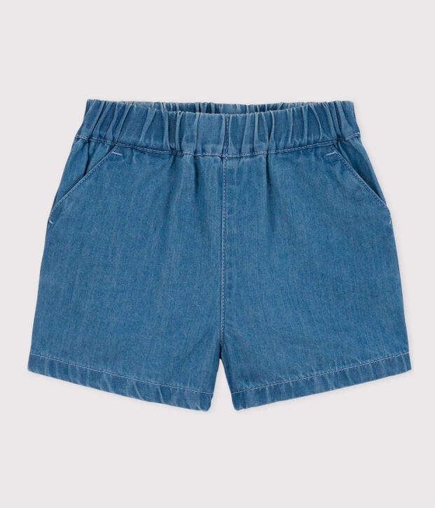 Shorts de tejido vaquero ligero para beb&eacute; azul