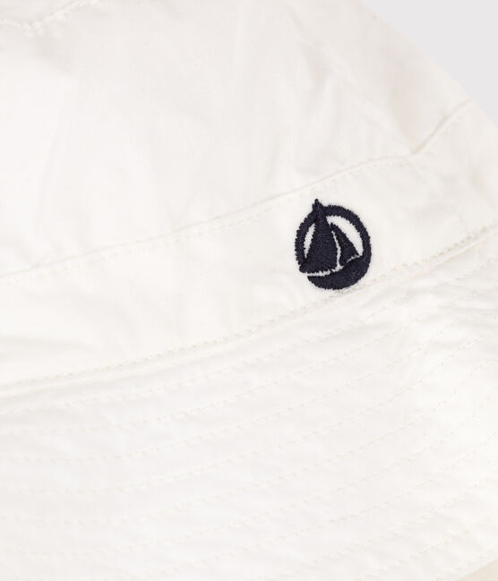 Gorro de pescador de sarga para bebé blanco MARSHMALLOW