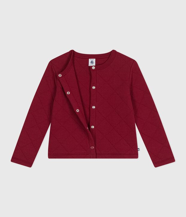 C&aacute;rdigan infantil liso de algod&oacute;n rojo