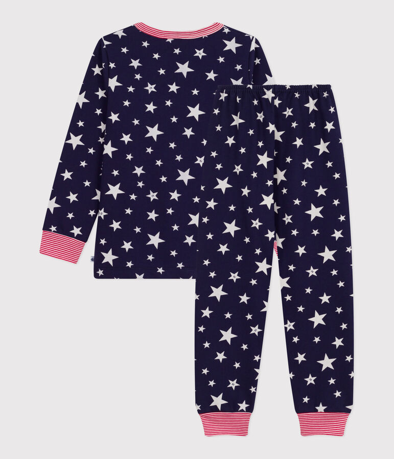 Pijama infantil de felpa con estampado de estrellas azul/blanco