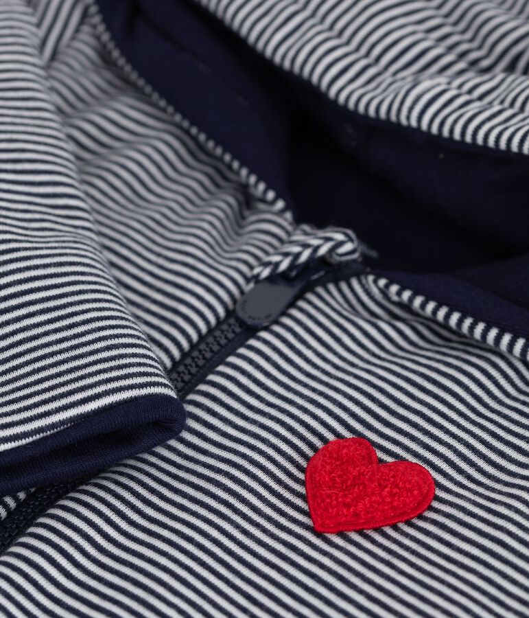 Mono enguatado con capucha y pies a rayas para beb&eacute; azul SMOKING/blanco MARSHMALLOW