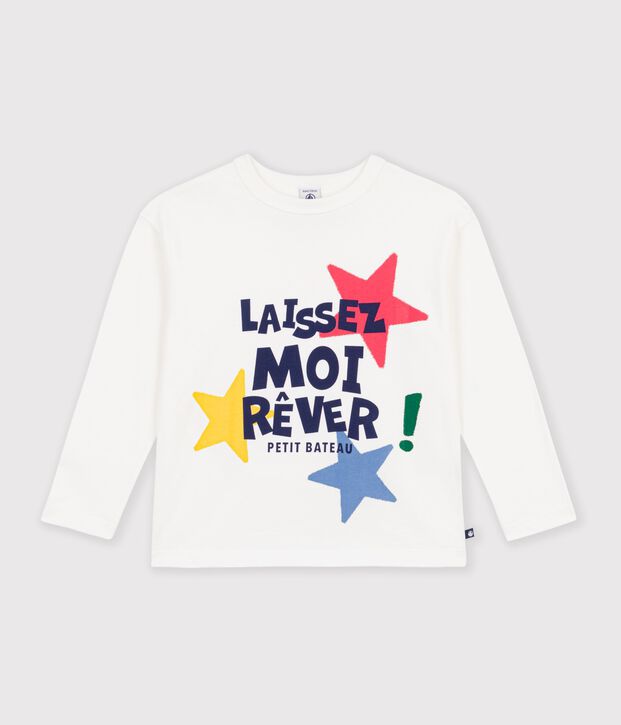 Camiseta infantil de manga larga con estampado blanco