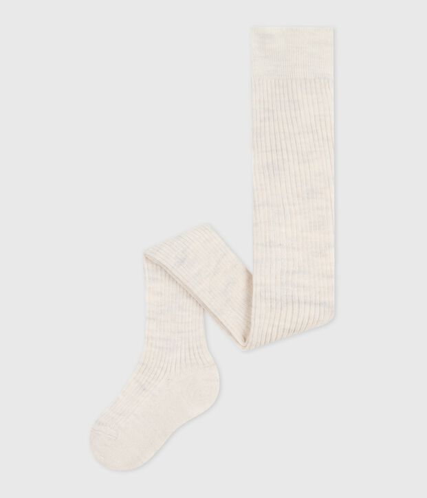 Leotardos lisos de lana y algod&oacute;n para beb&eacute; beige