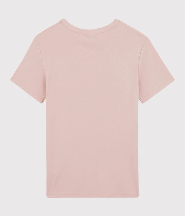 Camiseta de cuello redondo emblem&aacute;tica de algod&oacute;n de mujer rosa
