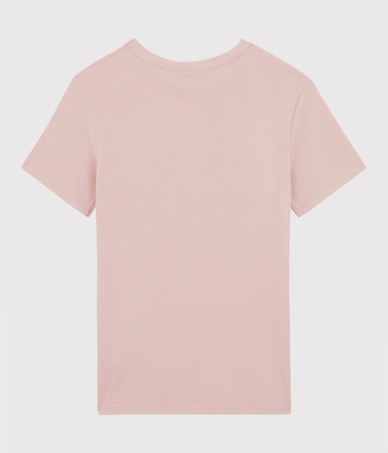 Camiseta de cuello redondo emblem&aacute;tica de algod&oacute;n de mujer rosa