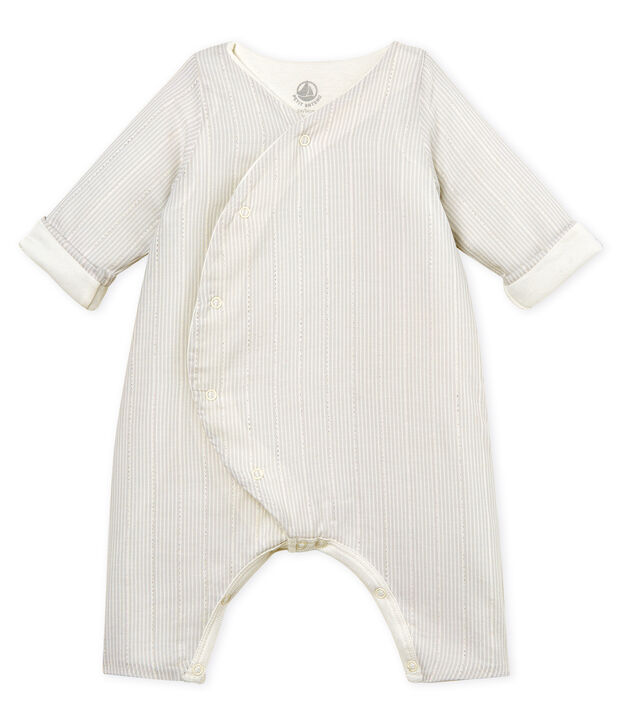 Mono largo de rayas para beb&eacute; ni&ntilde;o blanco/gris
