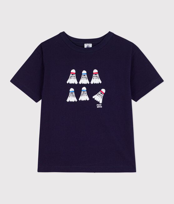 Camiseta infantil de manga corta de algodón azul SOIR