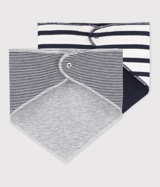 Juego de 2 bandanas-baberos a rayas de bebé variante 1