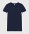 Camiseta de cuello redondo emblemática de algodón de mujer azul SMOKING
