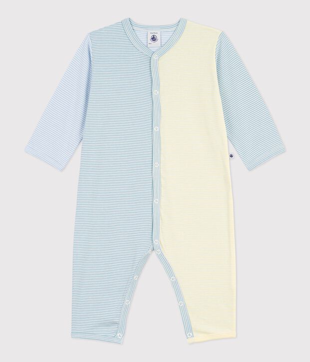 Pijama sin pies de algod&oacute;n con estampado de rayas para beb&eacute; verde/blanco