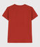 La camiseta RECTA de algodón con cuello de pico para mujer rojo HARISSA