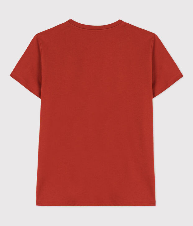 La camiseta RECTA de algod&oacute;n con cuello de pico para mujer rojo