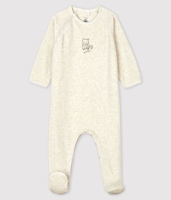 Pijama de terciopelo de gato para bebé beige MONTELIMAR CHINE