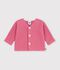 C&aacute;rdigan de beb&eacute; tejido en punto bobo en algod&oacute;n liso. rosa