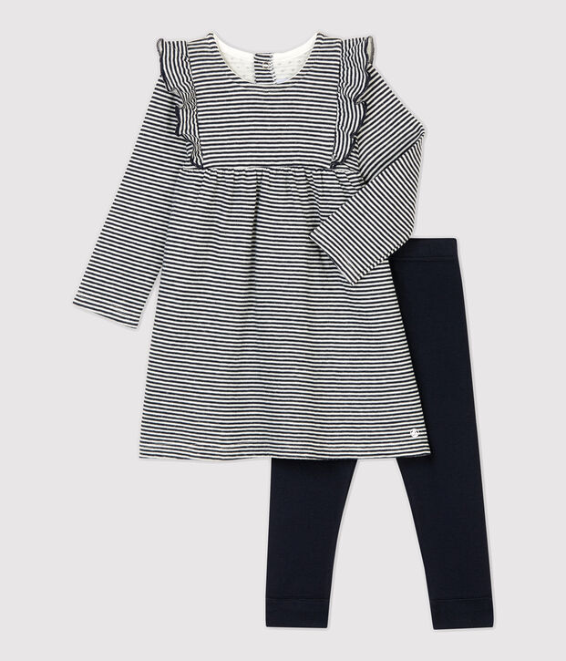 Conjunto de dos piezas de beb&eacute;. azul/blanco