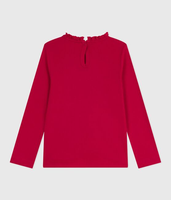 Camiseta infantil lisa de algodón de manga larga rojo TERKUIT