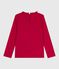 Camiseta infantil lisa de algodón de manga larga rojo TERKUIT