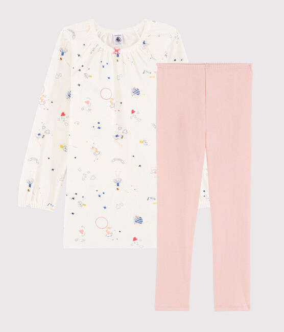 Camisón con estampado mágico de terciopelo con «leggings» para niña pequeña blanco MARSHMALLOW/blanco MULTICO