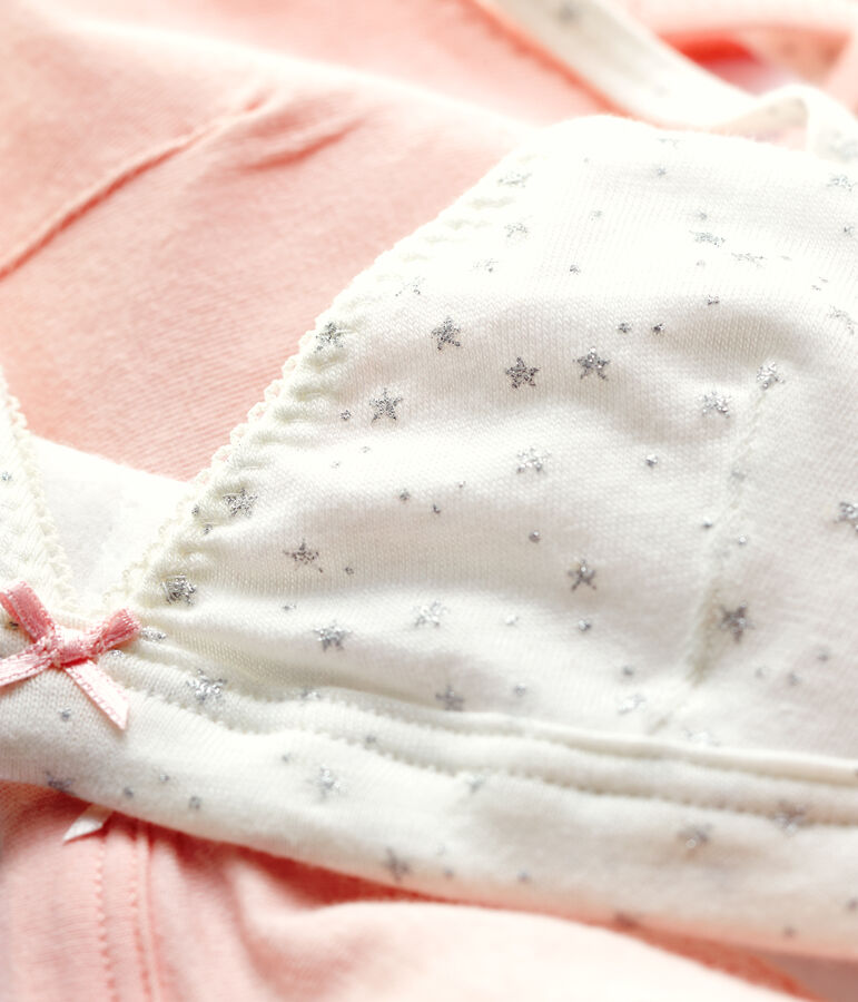 Juego de 2 sostenes con estampado de purpurina de ni&ntilde;a de algod&oacute;n org&aacute;nico y elastano variante 1