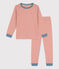 Pijama de algodón milrayas para niño/niña rosa BRANDY/blanco MARSHMALLOW