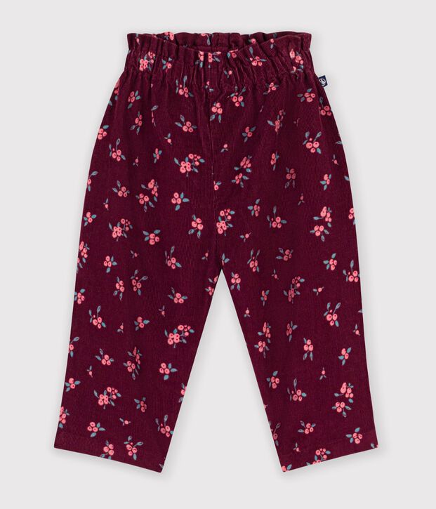 Pantal&oacute;n de terciopelo con estampado de flores para beb&eacute; rojo/multicolor