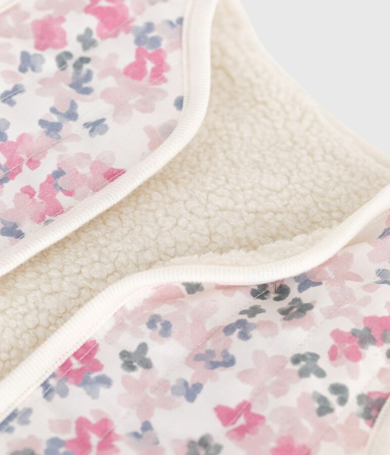 Chaleco estampado de popelina de algod&oacute;n y borreguito para beb&eacute; crudo/multicolor