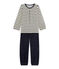 Pijama de terciopelo para niña beige COQUILLE/azul SMOKING