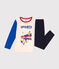 Pijama infantil liso de algodón con motivo deportivo azul SMOKING/blanco MULTICO