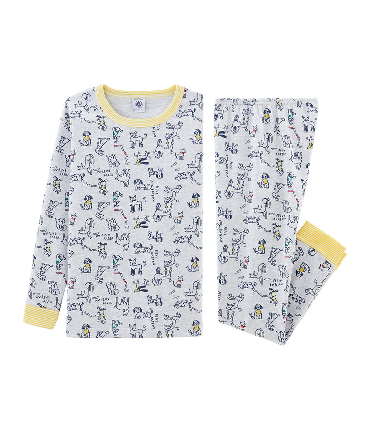 Pijama de corte muy ajustado de punto para ni&ntilde;o gris/multicolor