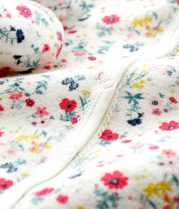 Conjunto de noche de rizo para beb&eacute; ni&ntilde;a blanco/multicolor