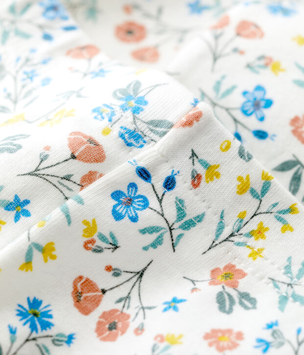 Leggings con estampado de flores de algod&oacute;n para beb&eacute; blanco/multicolor