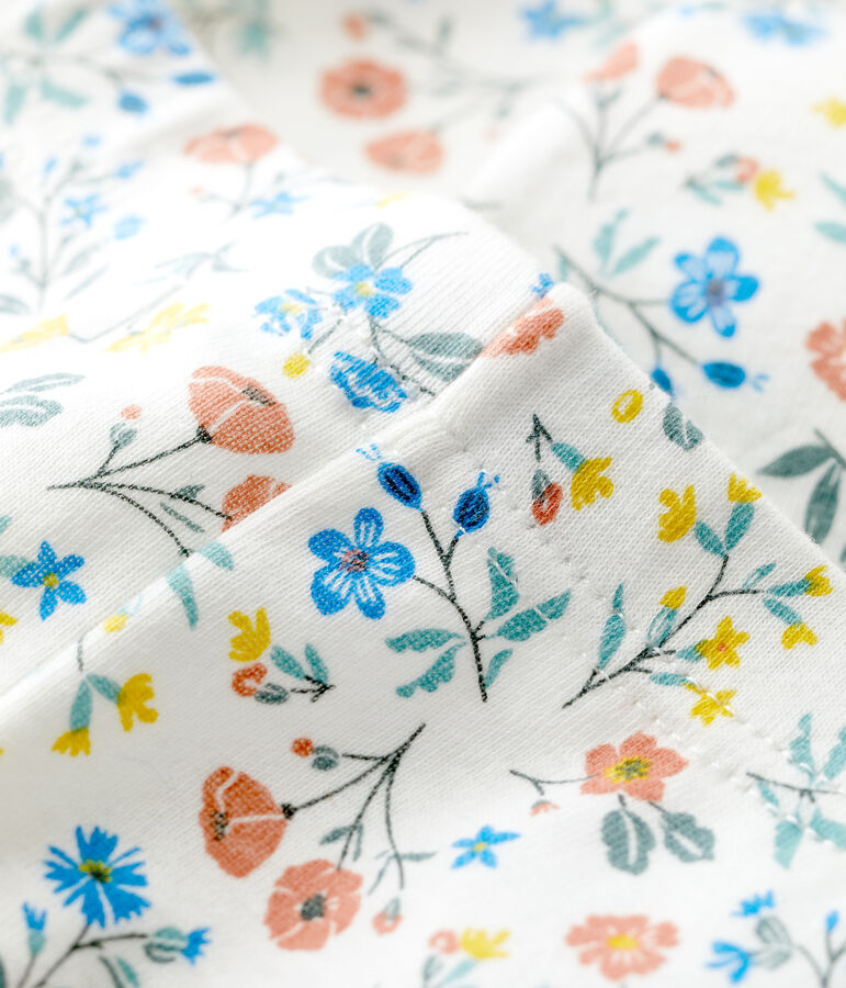 Leggings con estampado de flores de algod&oacute;n para beb&eacute; blanco MARSHMALLOW/blanco MULTICO