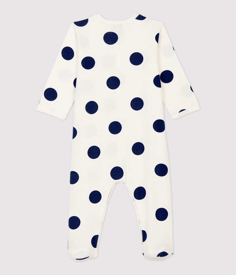 Pelele de beb&eacute; con lunares de algod&oacute;n org&aacute;nico blanco/azul