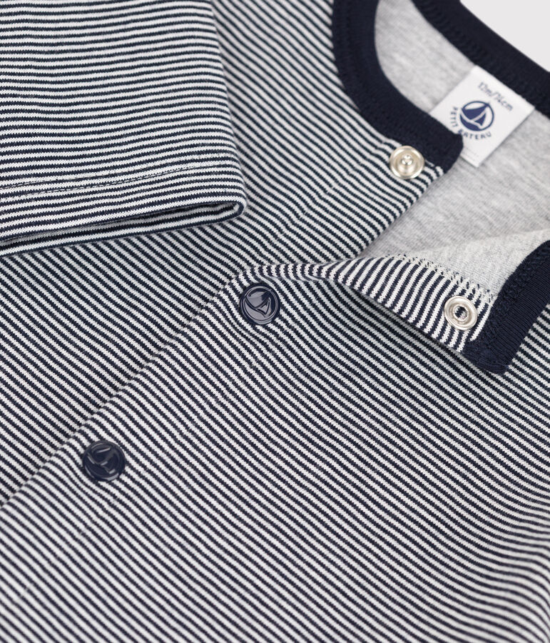 C&aacute;rdigan milrayas de jersey grueso de beb&eacute; azul/blanco