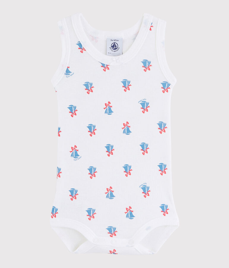 Bodi sin mangas de beb&eacute; ni&ntilde;a blanco/multicolor
