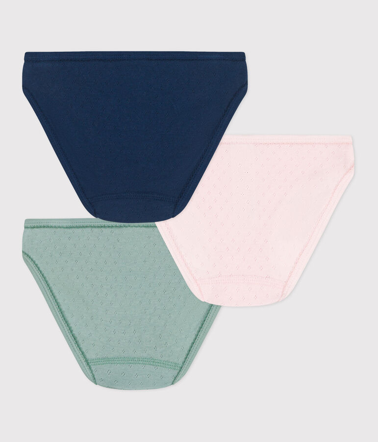 Juego de 3 braguitas infantiles de algod&oacute;n lisas multicolor