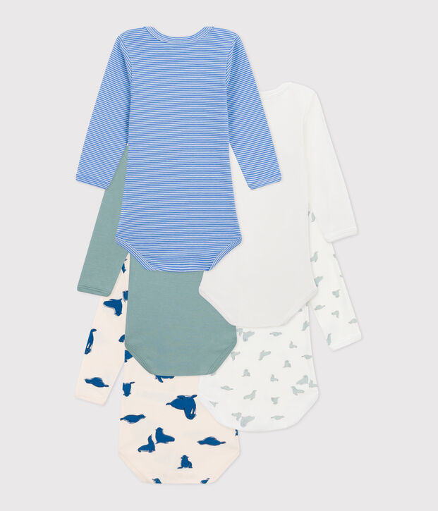 Juego de 5 bodis de algod&oacute;n de manga larga con estampado para beb&eacute; multicolor
