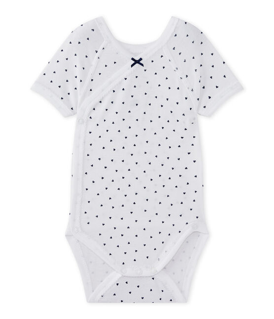 Body de nacimiento de manga corta estampado para bebé niña blanco ECUME/azul MEDIEVAL