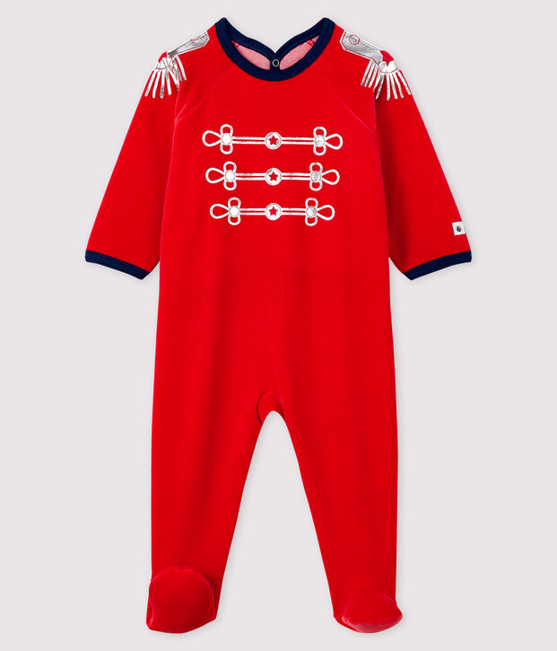 Pelele de terciopelo para beb&eacute; rojo