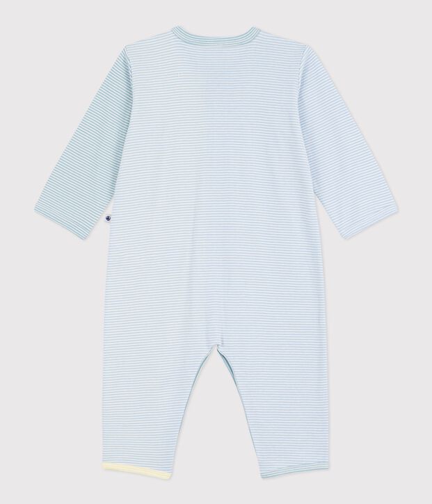 Pijama sin pies de algod&oacute;n con estampado de rayas para beb&eacute; verde/blanco
