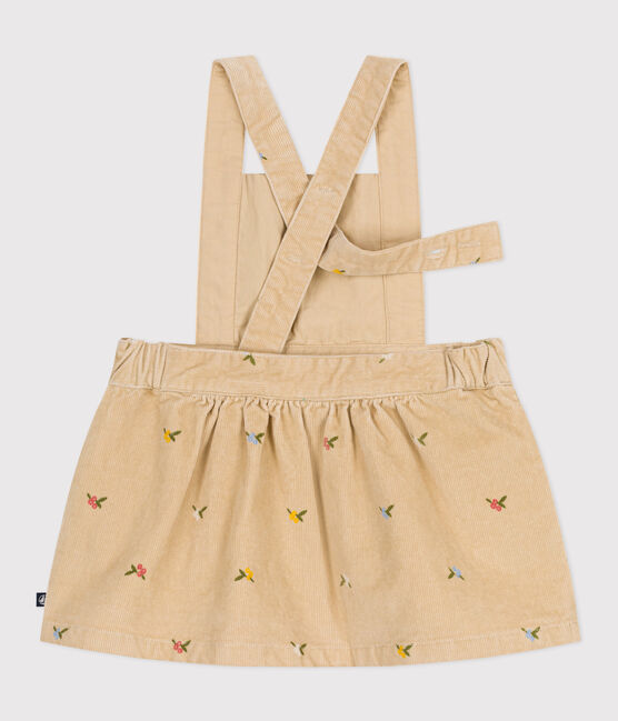 Vestido de pana con bordado de flores para bebé beige CAJOU/ MULTICO
