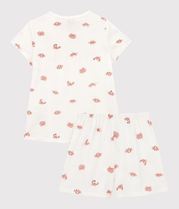 Pijama corto de algod&oacute;n con cangrejos para ni&ntilde;a blanco/multicolor