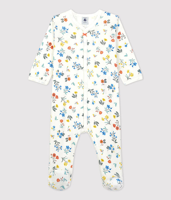Pelele de bebé con estampado de flores de algodón blanco MARSHMALLOW/blanco MULTICO